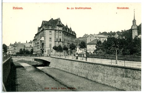 09038-Meißen-1907-Hirschbergstraße, Nikolaikirche, Triebisch-Brück & Sohn Kunstverlag