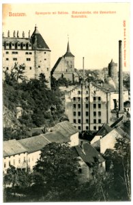 06969-Bautzen-1906-Schloß, Michaeliskirche, Alte Wasserkunst, Kunstmühle-Brück & Sohn Kunstverlag