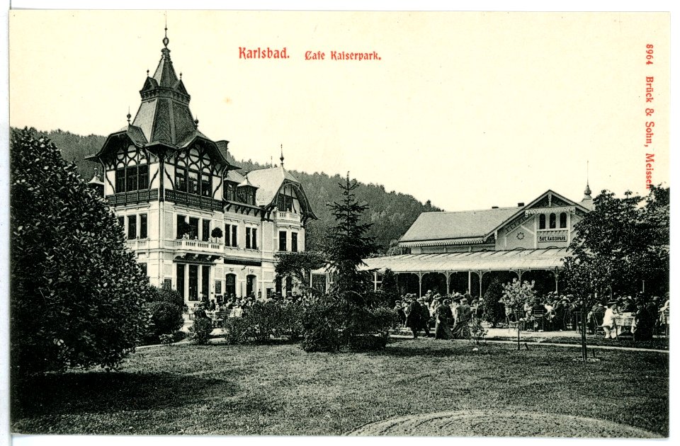 08964-Karlsbad-1907-Cafe Kaiserpark-Brück & Sohn Kunstverlag