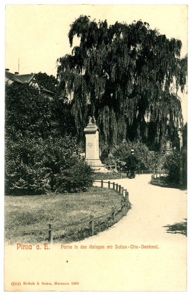 06909-Pirna-1906-Anlagen mit Julius-Otto-Denkmal-Brück & Sohn Kunstverlag