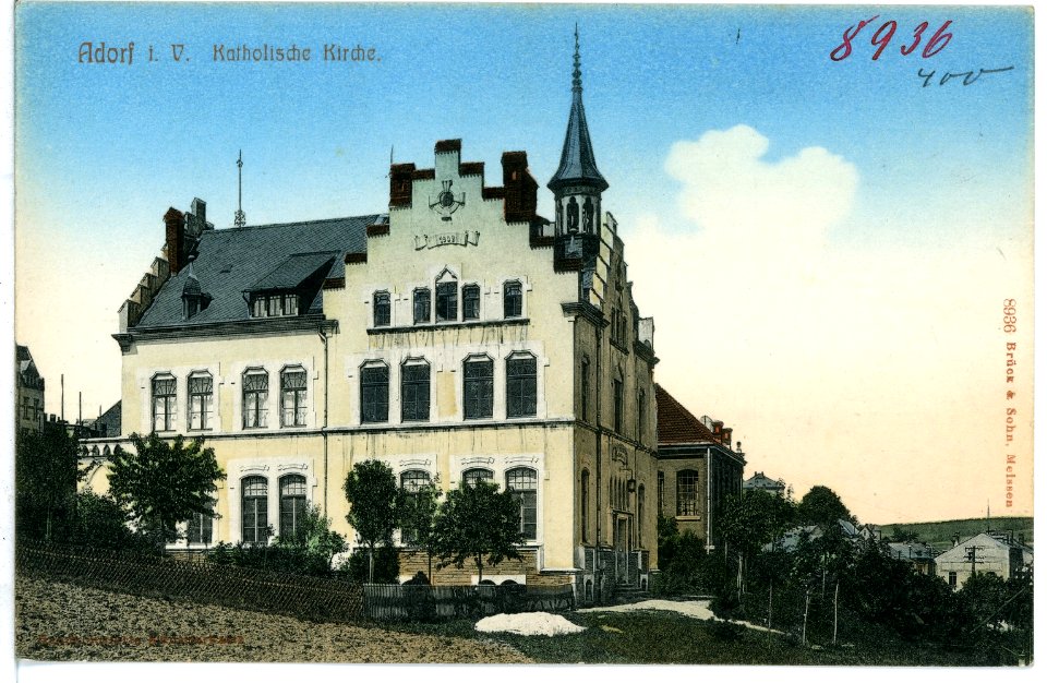 08936-Adorf-1907-Katholische Kirche-Brück & Sohn Kunstverlag