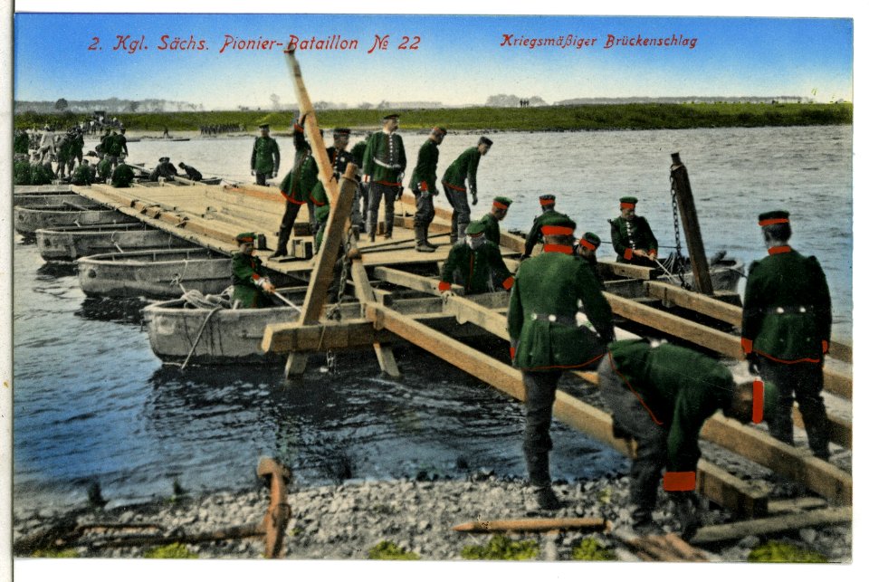 09396--1907-Kriegsmäßiger Brückenschlag-Brück & Sohn Kunstverlag