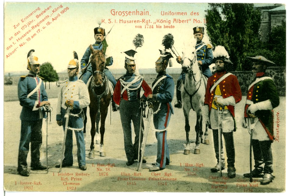 09380-Großenhain-1907-Uniformen des Königlich Sächsischen Husaren-Regiments-Brück & Sohn Kunstverlag