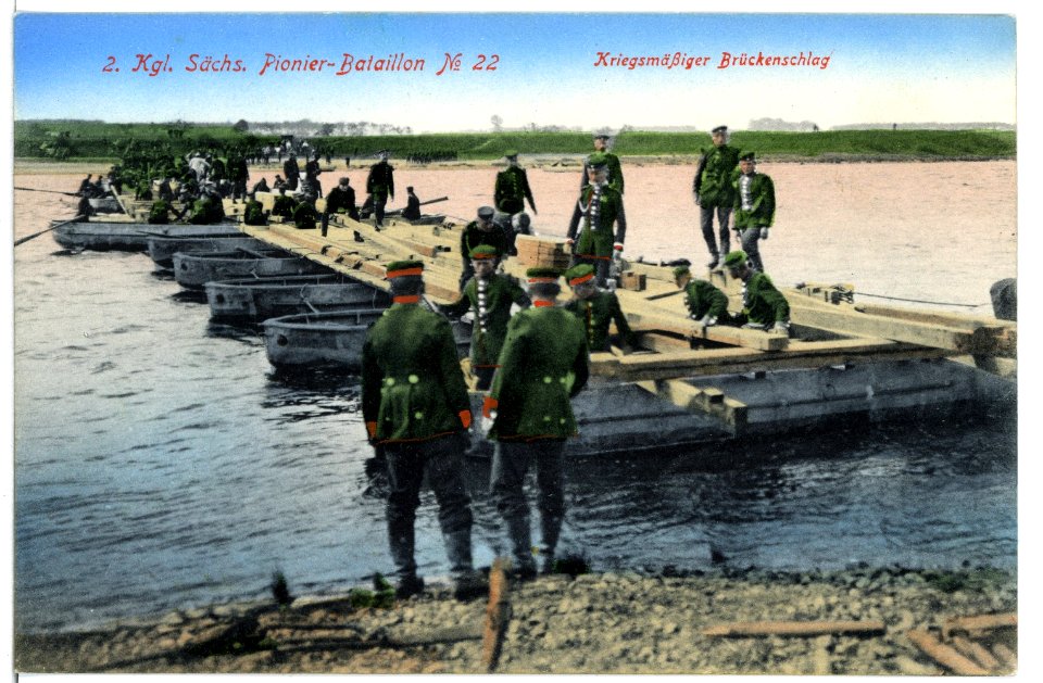 09398--1907-Kriegsmäßiger Brückenschlag-Brück & Sohn Kunstverlag