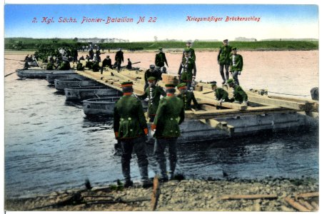 09398--1907-Kriegsmäßiger Brückenschlag-Brück & Sohn Kunstverlag