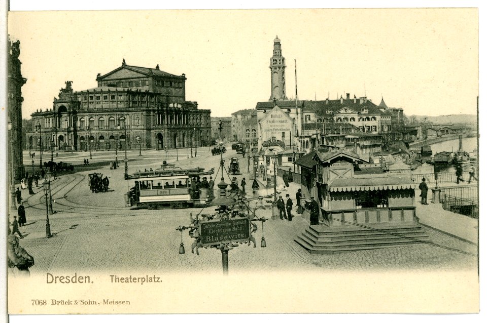 07068-Dresden-1906-Theaterplatz, Semperoper, Straßenbahn-Brück & Sohn Kunstverlag