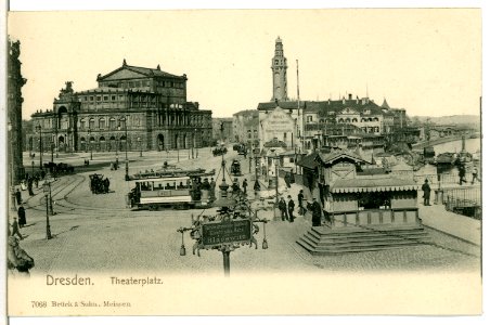 07068-Dresden-1906-Theaterplatz, Semperoper, Straßenbahn-Brück & Sohn Kunstverlag