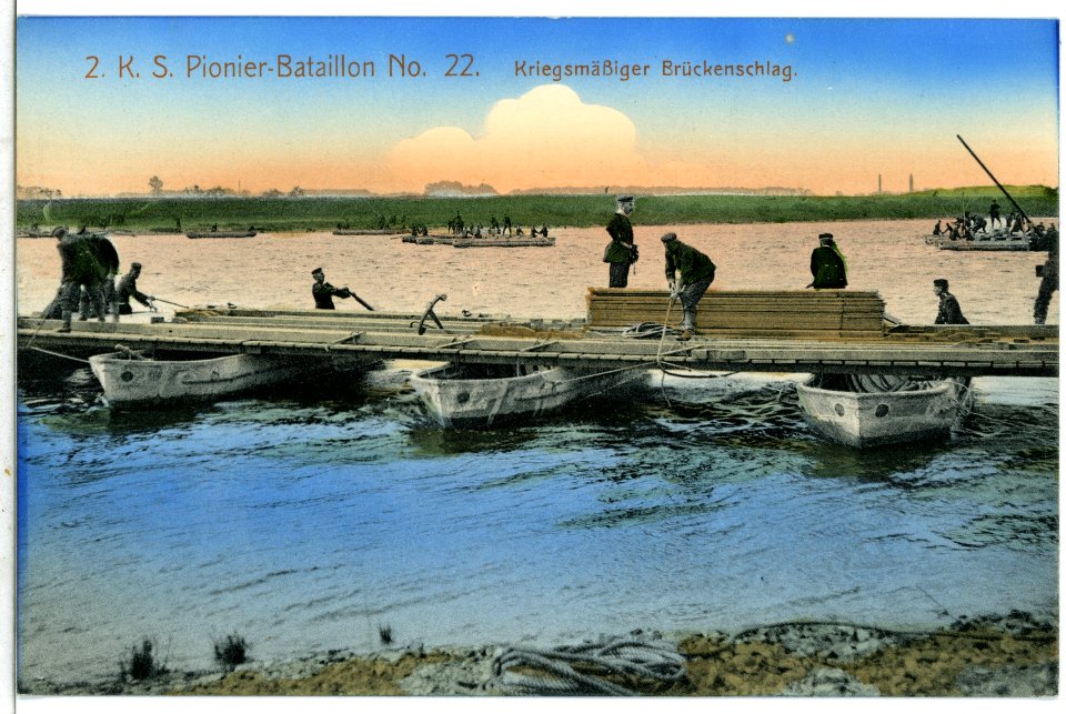 09401--1907-Kriegsmäßiger Brückenschlag-Brück & Sohn Kunstverlag