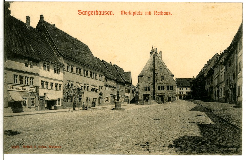 09008-Sangerhausen-1907-Marktplatz mit Rathaus-Brück & Sohn Kunstverlag