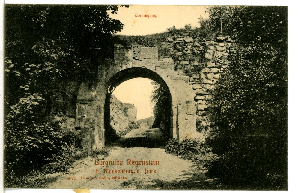 09074-Regenstein-1907-Burgruine - Toreingang-Brück & Sohn Kunstverlag