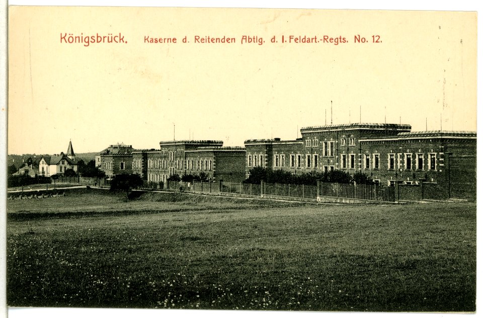 07080-Königsbrück-1906-Kaserne der Reitende Abteilung des I. Feld-Artillerie-Regiment Nr. 12-Brück & Sohn Kunstverlag