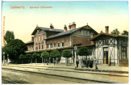 09413-Leitmeritz-1908-Bahnhof Haltestelle-Brück & Sohn Kunstverlag