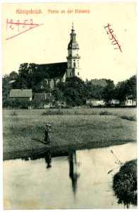 07086-Königsbrück-1906-Blick zur Kirche-Brück & Sohn Kunstverlag