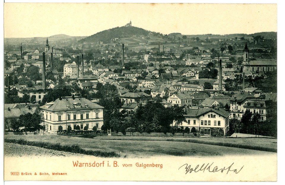 09033-Warnsdorf-1907-Blick auf Warnsdorf vom Galgenberg-Brück & Sohn Kunstverlag