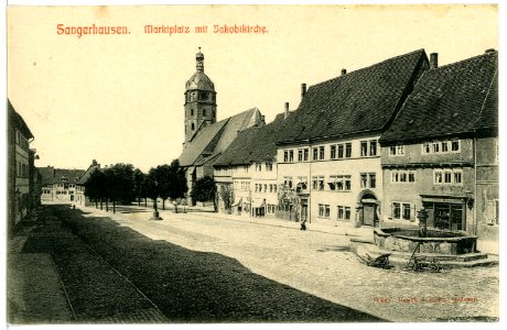 09000-Sangerhausen-1907-Marktplatz mit Jakobikirche-Brück & Sohn Kunstverlag