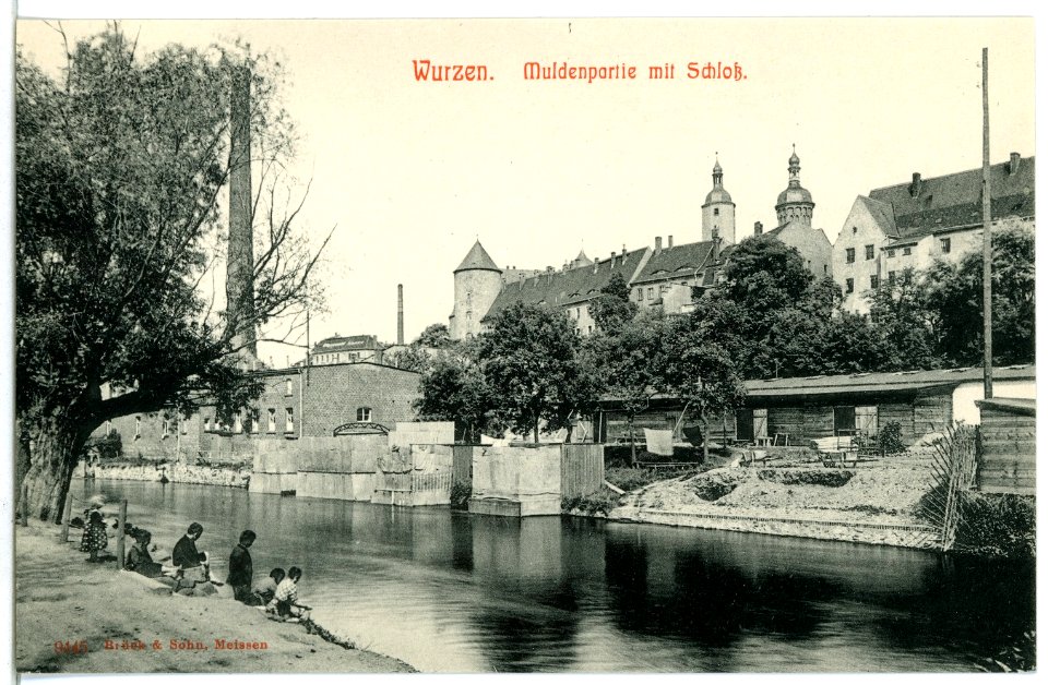 09445-Wurzen-1908-Mulde mit Schloß-Brück & Sohn Kunstverlag