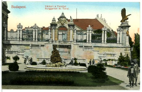 09410-Budapest-1908-Burggarten mit Turul-Brück & Sohn Kunstverlag