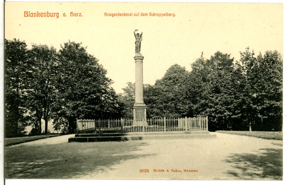 09076-Blankenburg-1907-Kriegerdenkmal auf dem Schnappelberg-Brück & Sohn Kunstverlag