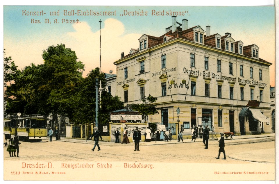 08819-Dresden - N-1907-Königsbrücker-Straße Bischofsweg, Restaurant Deutsche Reichskrone-Brück & Sohn Kunstverlag