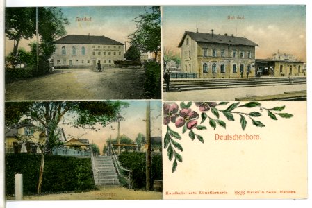 08823-Deutschenbora-1907-Bahnhof - Gasthof - Poststraße-Brück & Sohn Kunstverlag