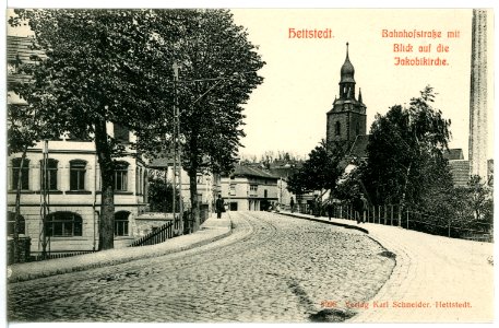 08998-Hettstedt-1907-Bahnhofstraße - Jakobikirche-Brück & Sohn Kunstverlag