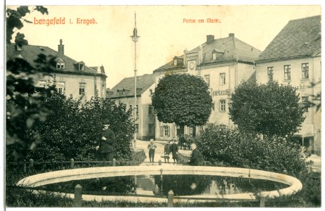 06946-Lengefeld-1906-Springbrunnen am Markt-Brück & Sohn Kunstverlag