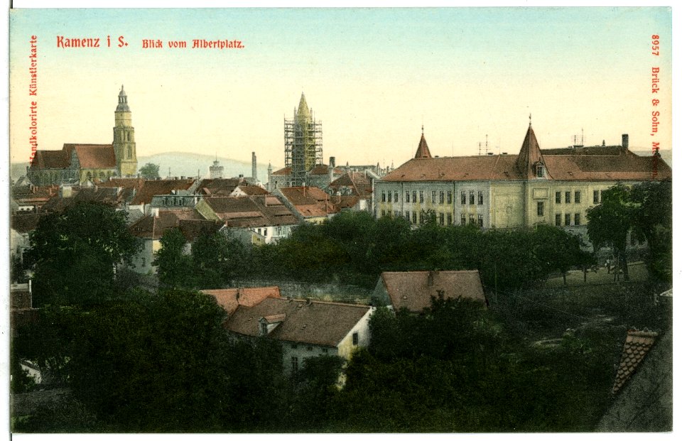 08957-Kamenz-1907-Blick vom Albertplatz über Kamenz-Brück & Sohn Kunstverlag