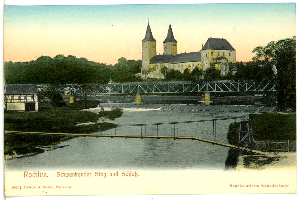 08814-Rochlitz-1907-Schloß - Schwankender Steg-Brück & Sohn Kunstverlag