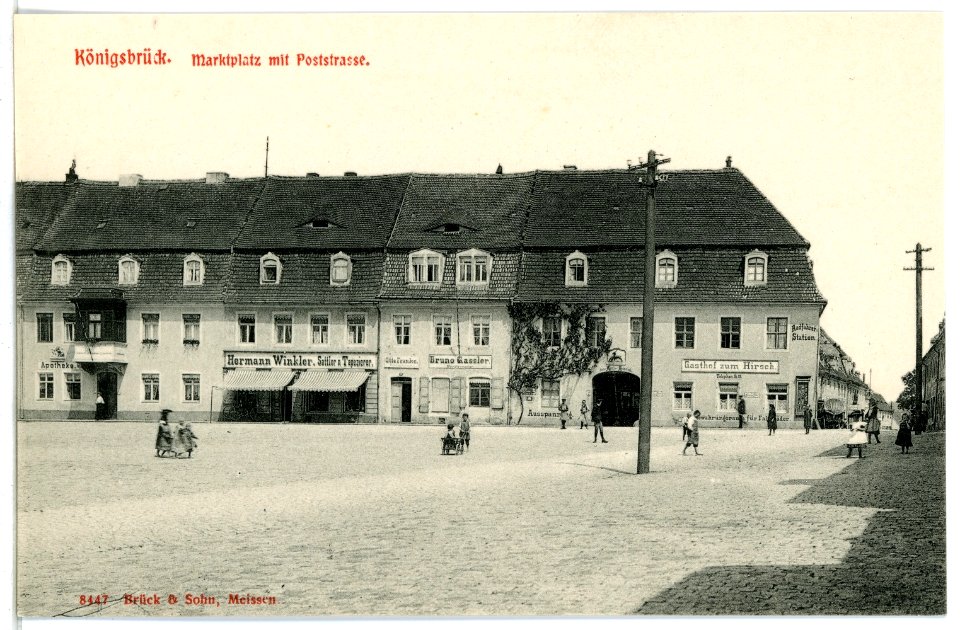 08947-Königsbrück-1907-Markt mit Poststraße-Brück & Sohn Kunstverlag