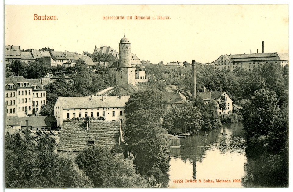 06978-Bautzen-1906-Spree mit Brauerei und Neutor-Brück & Sohn Kunstverlag