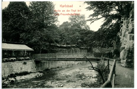 08988-Karlsbad-1907-Partie an der Tepl bei Cafe Freundschaftssal-Brück & Sohn Kunstverlag