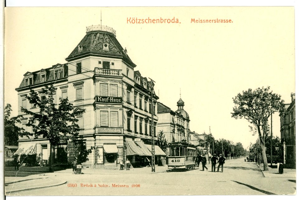 06960-Kötzschenbroda-1906-Meißner Straße mit Straßenbahn-Brück & Sohn Kunstverlag