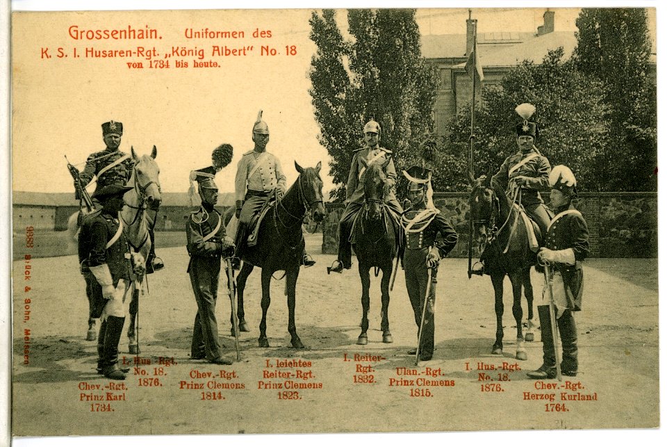 09383-Großenhain-1907-Uniformen des Königlich Sächsischen Husaren-Regiments-Brück & Sohn Kunstverlag