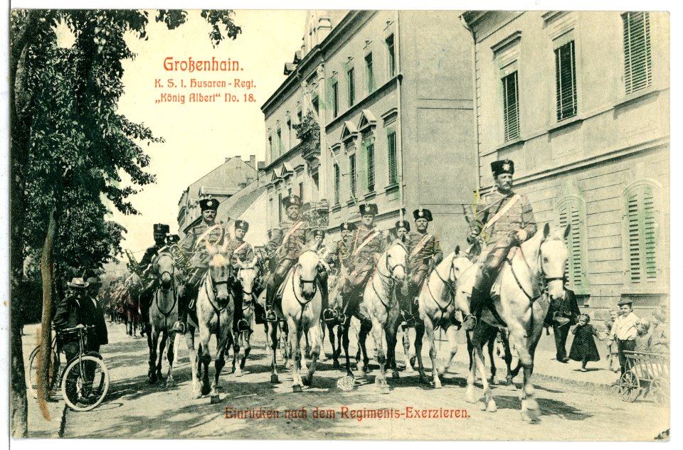 09378-Großenhain-1907-Einrücken nach dem Regiments Exerzieren - Husaren-Regiment-Brück & Sohn Kunstverlag