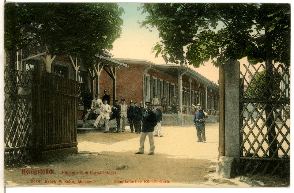 08955-Königsbrück-1907-Eingang zum Barackenlager-Brück & Sohn Kunstverlag