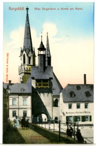 09557-Burgstädt-1908-Alter Seigerturm und Kirche-Brück & Sohn Kunstverlag