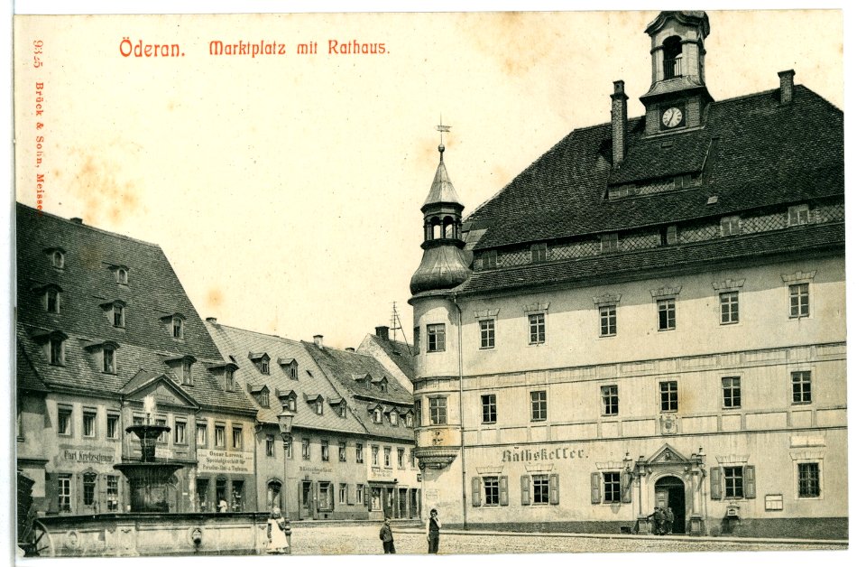 09325-Oederan-1907-Marktplatz mit Rathaus-Brück & Sohn Kunstverlag