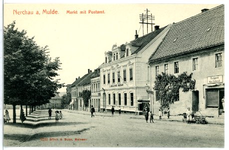 09233-Nerchau-1907-Markt mit Postamt-Brück & Sohn Kunstverlag