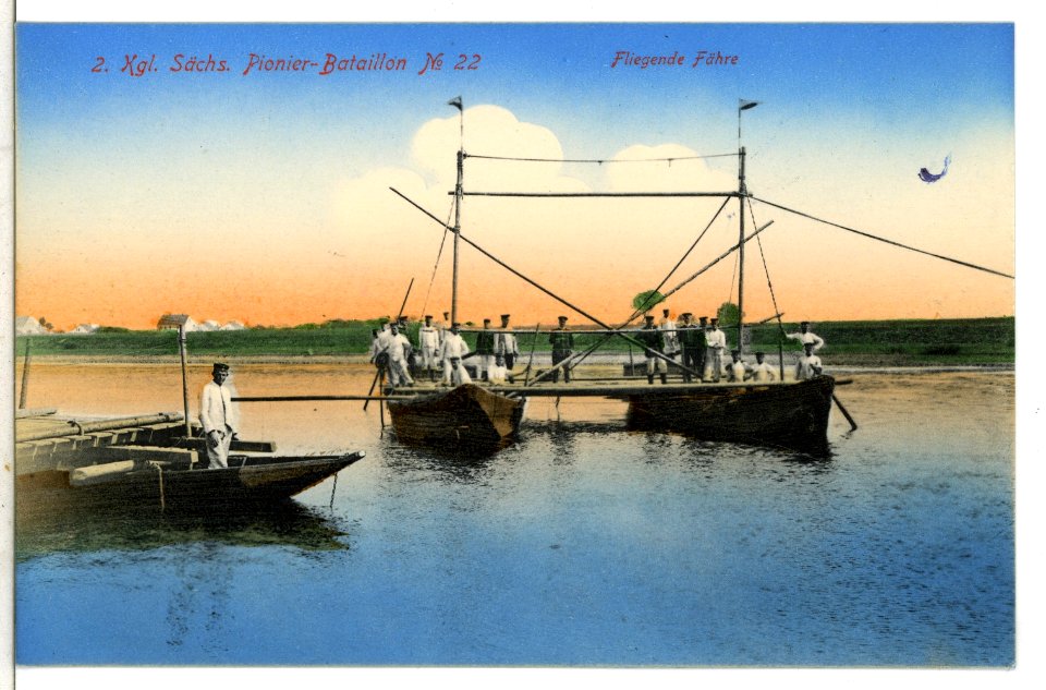 09390--1907- 2. Königlich Sächsisches Pionier-Bataillon Nr. 22 Fliegende Fähre-Brück & Sohn Kunstverlag