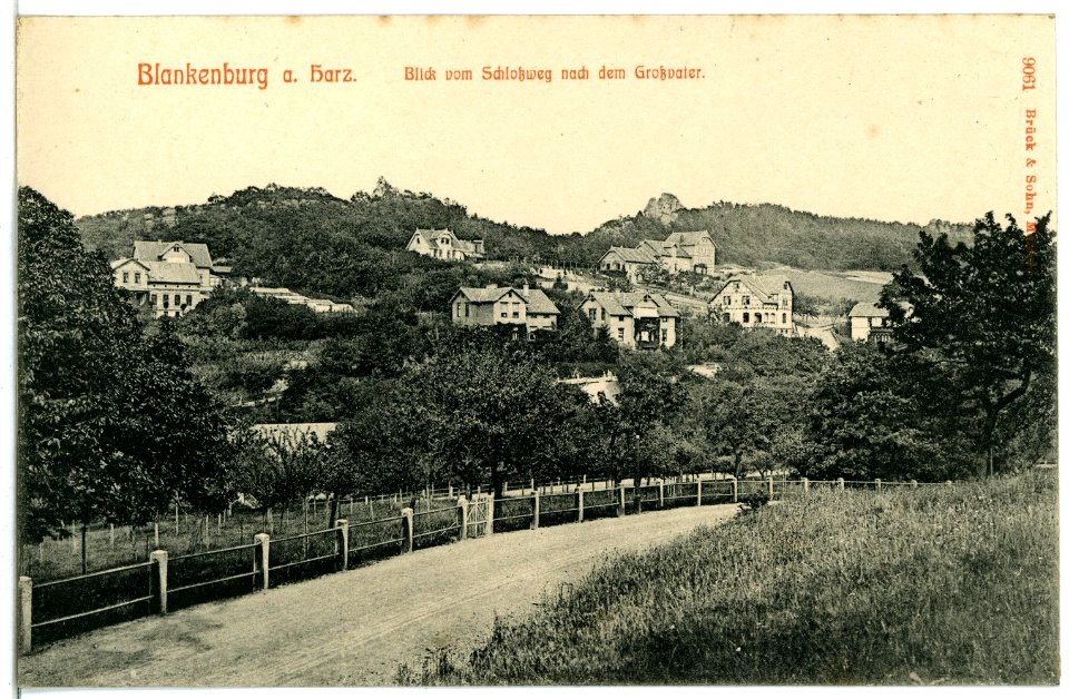 09061-Blankenburg-1907-Blick vom Schloßweg nach dem Großvater-Brück & Sohn Kunstverlag