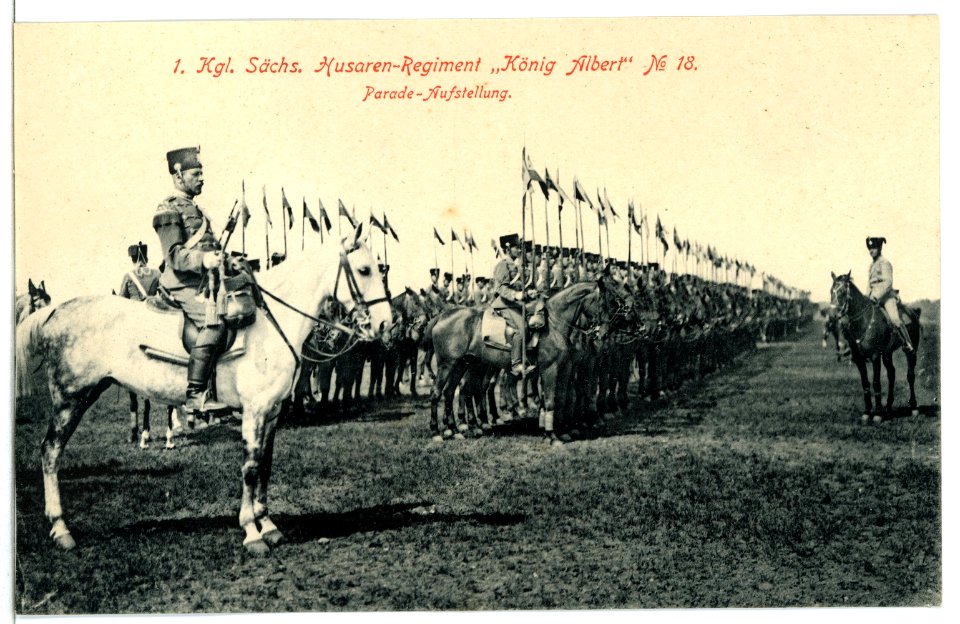 09370-Großenhain-1907-Husaren-Regiment Nr. 18 - Parade-Aufstellung-Brück & Sohn Kunstverlag