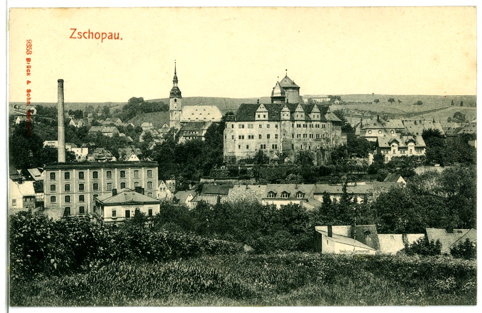 09353-Zschopau-1907-Blick auf Zschopau - Schloß Wildeck-Brück & Sohn Kunstverlag