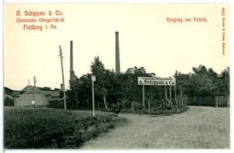 08885-Freiberg-1907-Eingang zur Fabrik Schippan-Brück & Sohn Kunstverlag