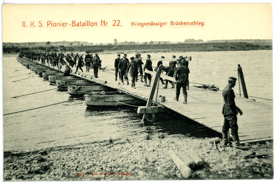 09403--1907-Kriegsmäßiger Brückenschlag-Brück & Sohn Kunstverlag