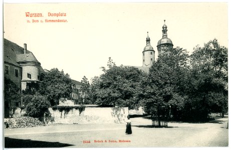 09444-Wurzen-1908-Domplatz mit Dom und Kommandantur-Brück & Sohn Kunstverlag