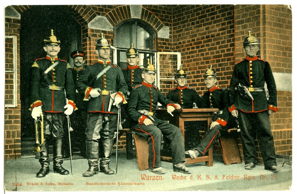09454-Wurzen-1908-Wache des Königlich Sächsischen Feld-Artillerie-Regiments Nr. 78-Brück & Sohn Kunstverlag