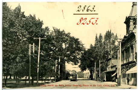 08253-Chico, Cal.-1906-Looking North on main Street Showing Plaza to the Left-Brück & Sohn Kunstverlag