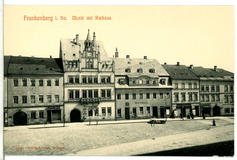 09537-Frankenberg-1908-Markt mit Rathaus-Brück & Sohn Kunstverlag