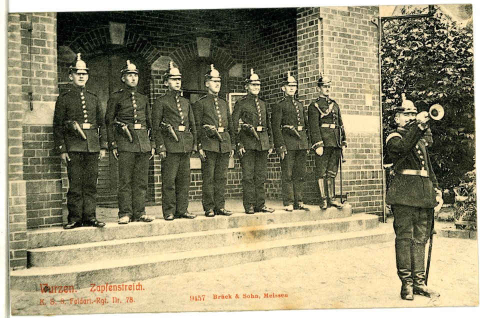09457-Wurzen-1908-8. Königlich Sächsisches Feld-Artillerie-Regiment Nr. 78 Zapfenstreich-Brück & Sohn Kunstverlag