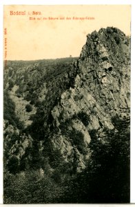 09099-Bodetal-1907-Blick auf die Schurre und den Roßtrappe-Felsen-Brück & Sohn Kunstverlag